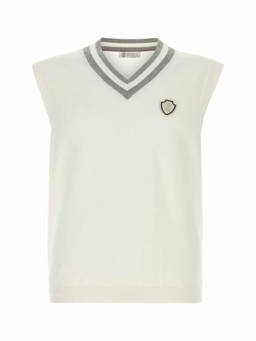 Brunello Cucinelli - White V Neck Sweater