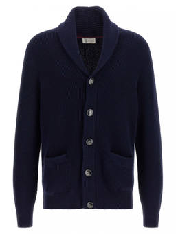 Brunello Cucinelli - Navy Blue Knitted Cardigan