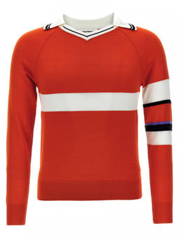 Wales Bonner - Red V-Neck Collar Sweater (S)