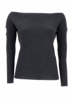 Parosh - Dark Grey Knitted Boat Neck Sweater