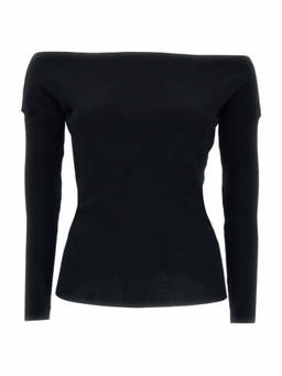 Parosh - Black Knitted Off Shoulder Sweater