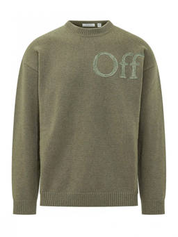 OFF-WHITE - Olive Crew Neck Sweater
