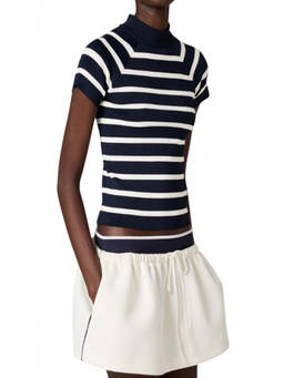 Miu Miu - Black White Stripes Mock Collar Sweater (S)
