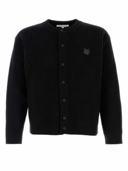 Maison Kitsune - Black Round Neck Logo Cardigan
