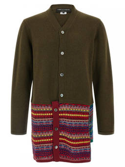 COMME des GARCONS - Green V-Neck Patchwork Cardigan