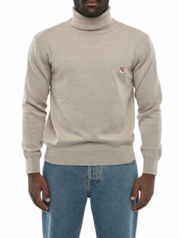 Maison Kitsune - Beige Turtle Neck Sweater