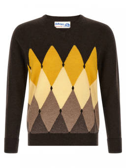 Ballantyne - Brown Geometric V Neck Sweater