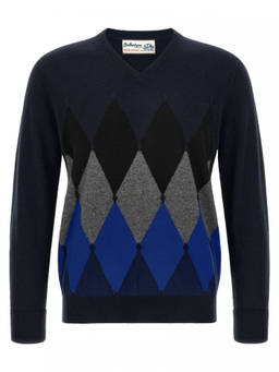Ballantyne - Dark Navy V Neck Sweater