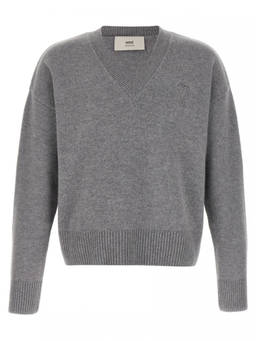 AMI Paris - Grey Puff Logo Patch Sweater (XL)