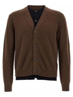 JW Anderson - Brown Contrast Layered' Cardigan