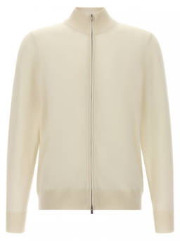 Boss - Off White Zip Up Cardigan