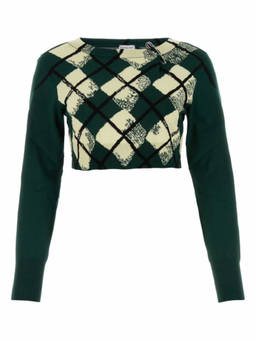 Burberry - Dark Green Argyle Pattern Sweater