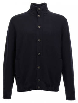 Zanone - Blue High Neck Cardigan