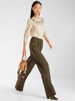 Fendi - Beige Crewneck Rhinestone Sweater (M)