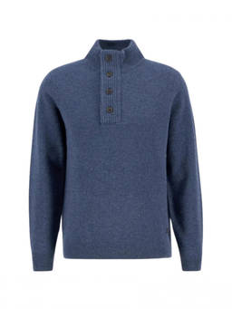 Barbour - Blue Elbow-Patch Sweatshirt