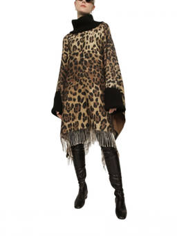 Dolce&Gabbana - Leopard Animal Print Turtle Neck Sweater (S)