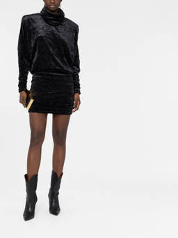 Saint Laurent - Black High Neck Velvet Sweater