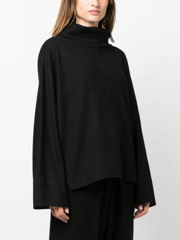 Issey Miyake - Black Flared Sleeve High Neck Sweater