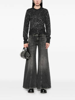 Golden Goose - Golden Genuine Leather Black Sequined Wool Blend Jumper