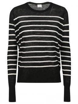 Ct Plage - Black Wool Striped Sweater (L)