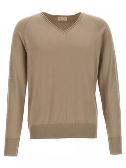 Ma'ry'ya - Beige V Neck Sweaters (S)