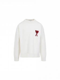 AMI Paris - Off White Crewneck Logo Sweater