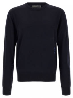 Dolce&Gabbana - Navy Blue Embroidered Sweater