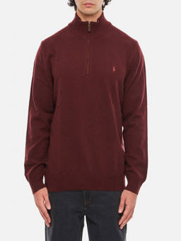 POLO RALPH LAUREN - Ralph Lauren Red Half Zip Logo Sweater