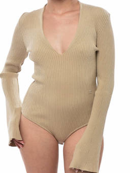 Courreges - Beige Knitted V Neck Sweater (L)