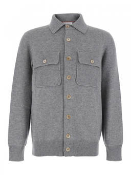 Brunello Cucinelli - Grey Shirt Collar Cardigan