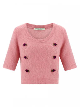Alessandra Rich - Pink Carded Mohair Sweater (XS)