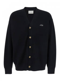 Drole De Monsieur - Black Logo V Neck Cardigan