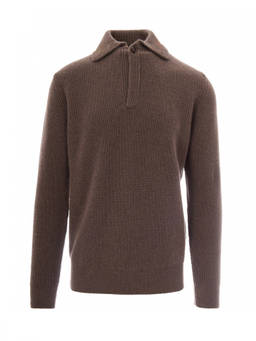 Ballantyne - Light Brown Knitted Polo Sweater