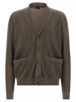Brioni - Brown Knitted Shawl Neck Cardigan