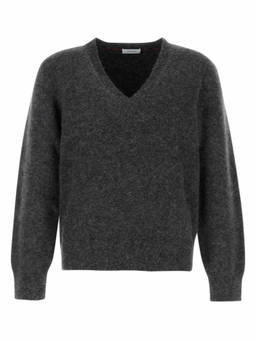 Ferragamo - Charcoal Stretch Genuine Leather Blend Sweater (L)