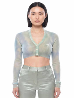 OFF-WHITE - Sky Blue V Neck Short Cardigan (XS)