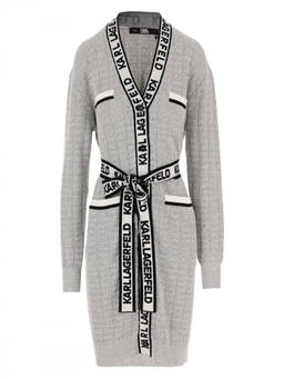 Karl Lagerfeld - Grey Logo V Neck Cardigan (XS)