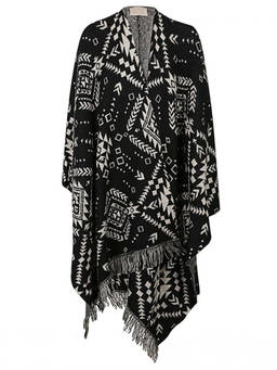 Tooco - Black Ethnic Print Jacquard Cardigan (3XS)