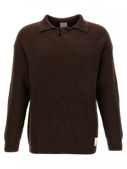 EMPORIO ARMANI - Brown Knitted Shirt Collar Sweater (XL)