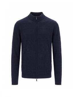EMPORIO ARMANI - Navy Mock Collar Cardigan