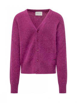 AMI Paris - Fuchsia Knitted V Neck Cardigan
