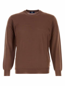 Fedeli - Brown Solid Regular Sweaters