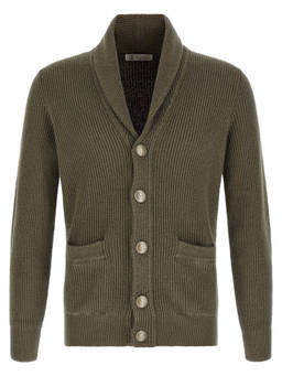 Brunello Cucinelli - Green Shawl Neck Cardigan