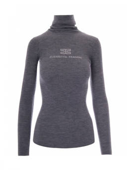 Elisabetta Franchi - Grey Logo Turtle Neck Sweater