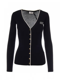 Elisabetta Franchi - Black Knitted V Neck Cardigan