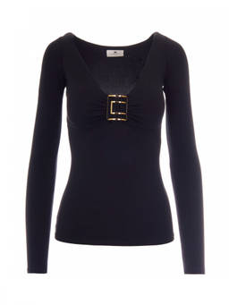 Elisabetta Franchi - Black V Neck Sweater