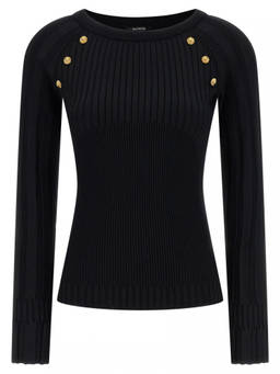 BALMAIN - Black 3 Buttons Sweater (S)