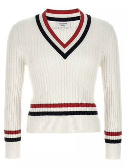 Thom Browne - White Rwb Intarsia Sweater (M)
