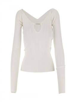 JACQUEMUS - Beige V-Neckline Sweater