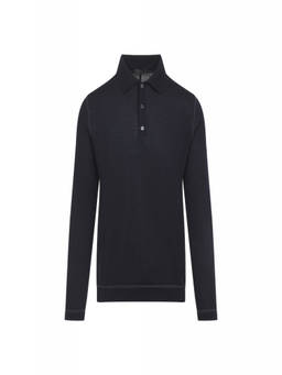 PRADA - Blue Solid Polo Sweater